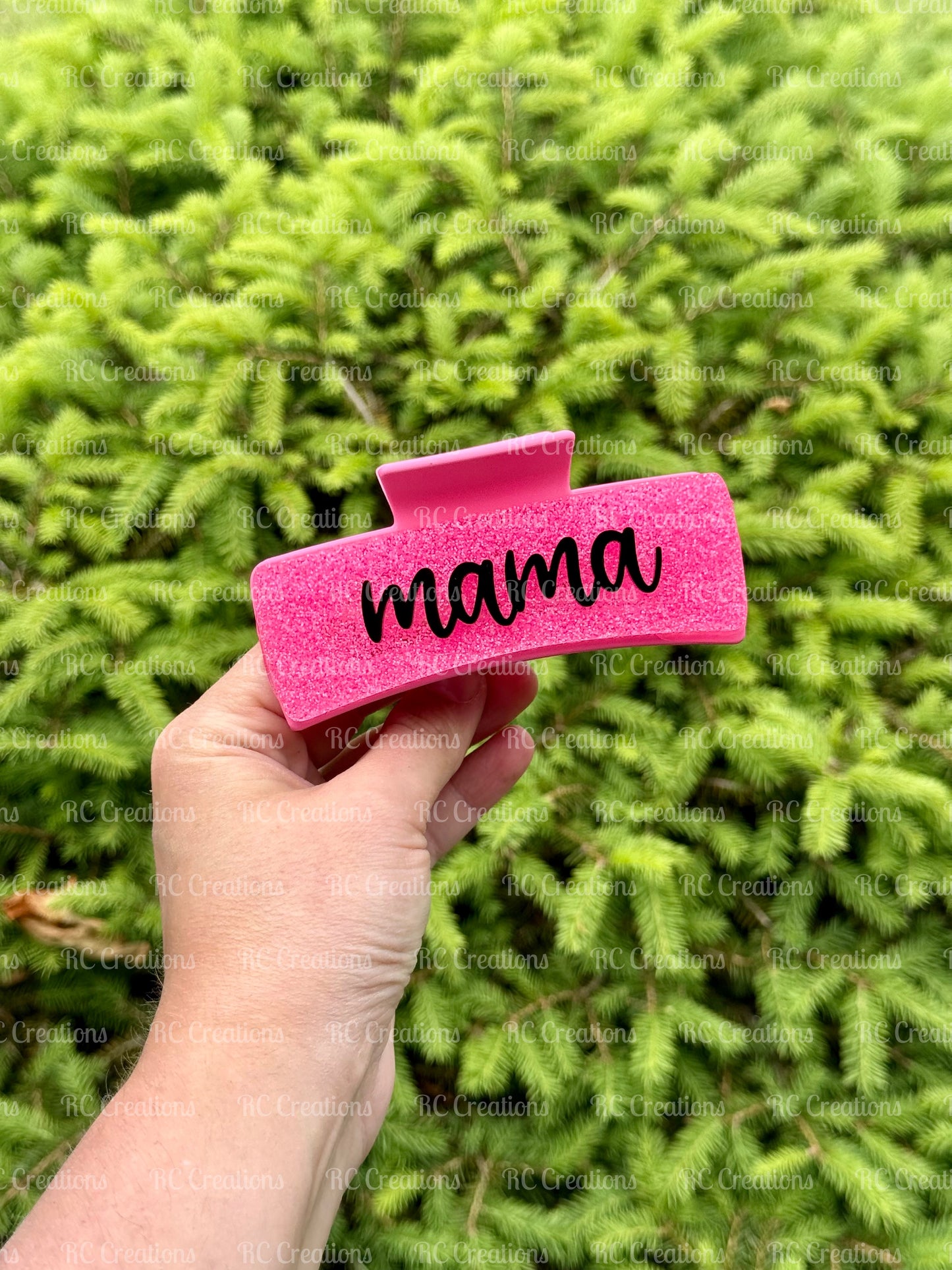 Claw Clip | Neon Pink Glitter • Black