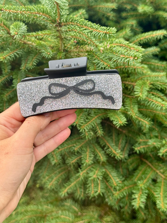 Claw Clip | Black • Silver Bow