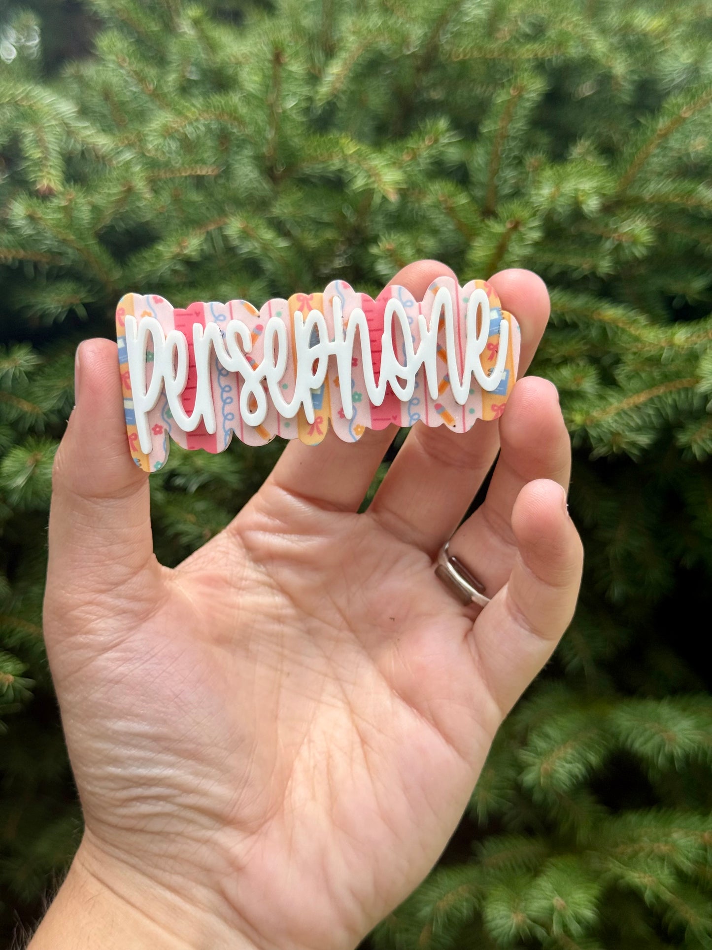 Personalized Layered Name Bow Center
