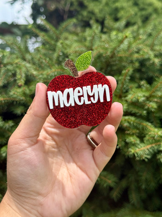 Personalized Apple Bow Center