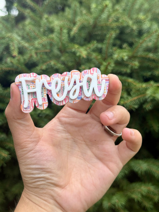 Personalized Layered Name Bow Center