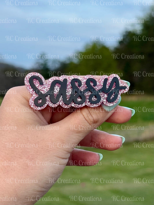 Name Clip (Pink Glitter/Black)