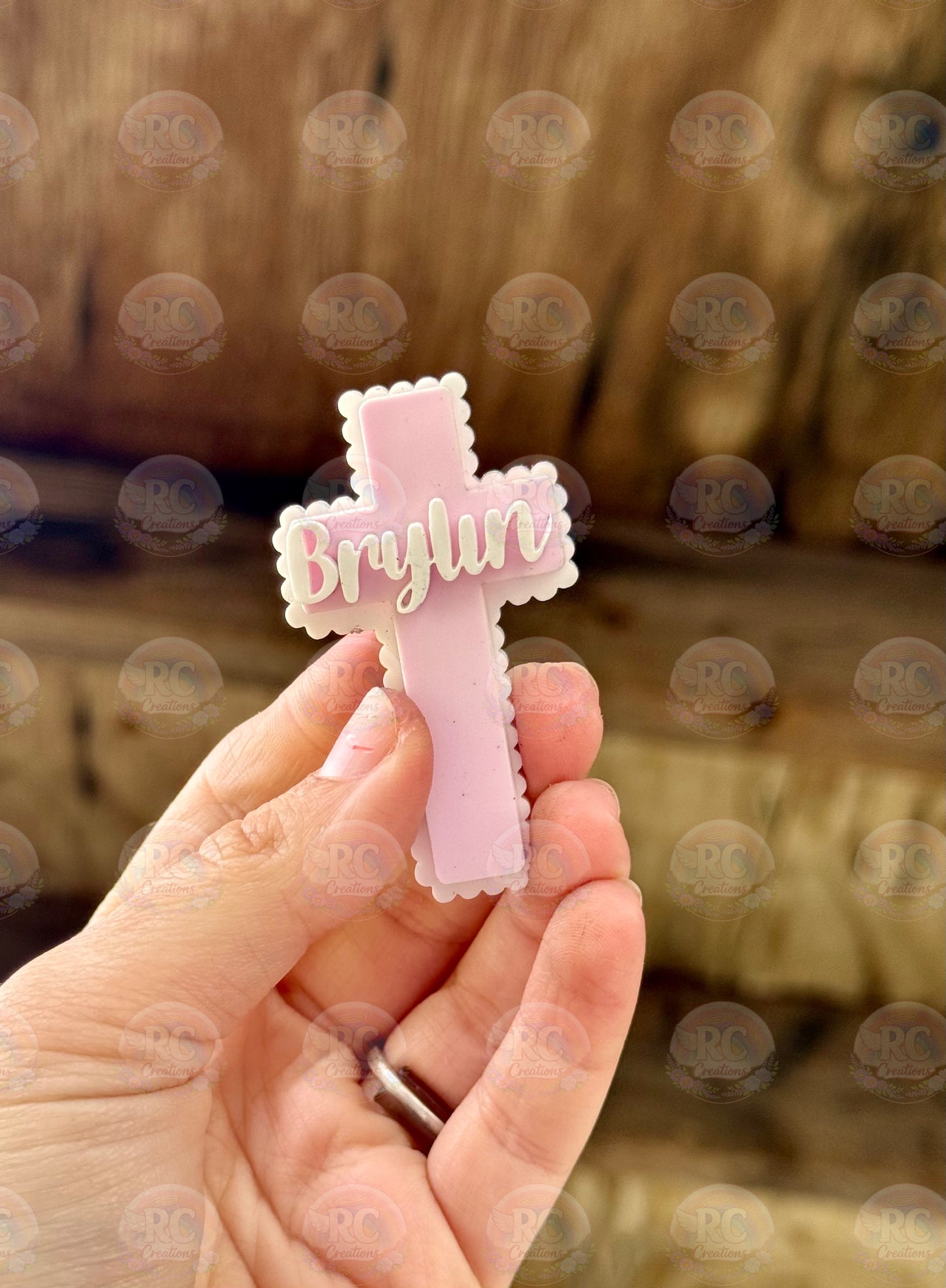 Name Center | Pink & White Cross