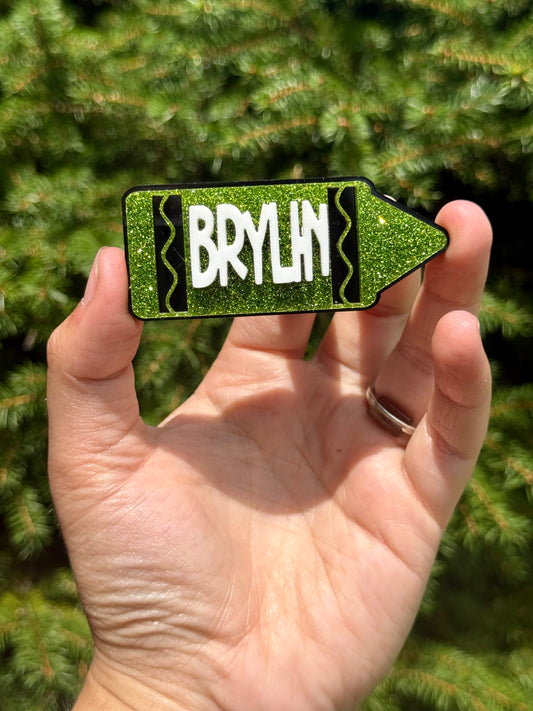 Personalized Crayon Bow Center (GREEN)