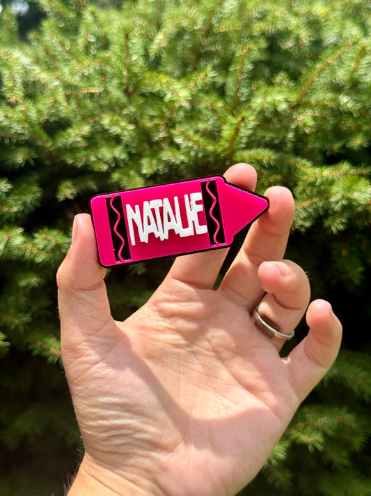 Personalized Crayon Bow Center (PINK)